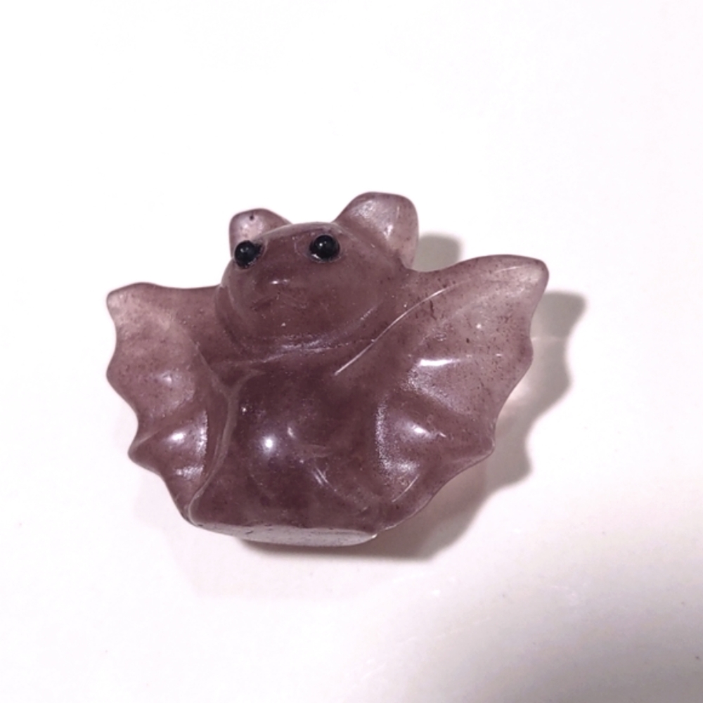 Strawberry Quartz Bat Carving Crystal Imperfections color Variations 1x1.5 - Picture 7 of 9